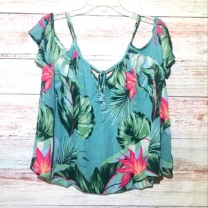 Show Me Your Mumu Top Blue Green Off Shoulder Medi